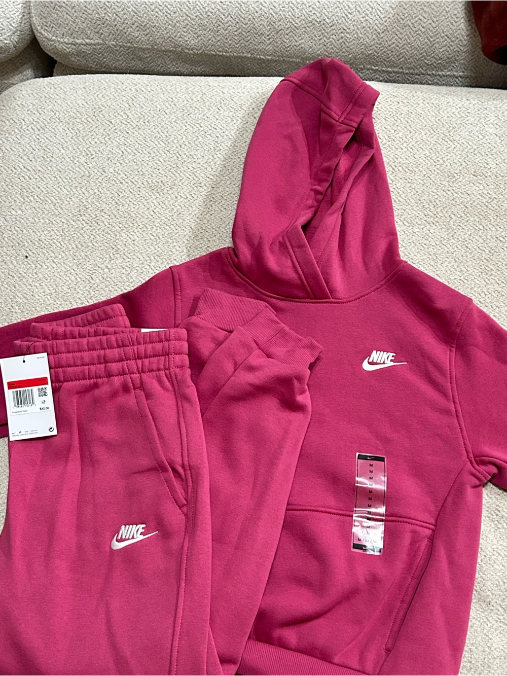 Nike Fuchsia Pullover Hoodie and Joggers Set